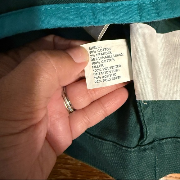 Vintage GAP Faux Fur Collar Belted Utility Style Coat in Green Sz L Y2K Outdoor - Picture 9 of 16